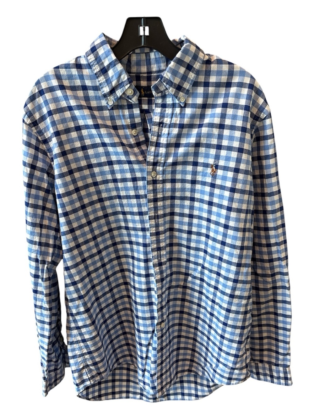 Ralph Lauren Blue and White Gingham Button-Down Shirt